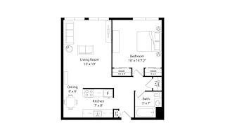 A3 Floorplan at The Venue on Knox Apartments, Minneapolis, MN, 55408