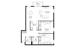 B1 Floorplan at The Venue on Knox Apartments, Minneapolis
