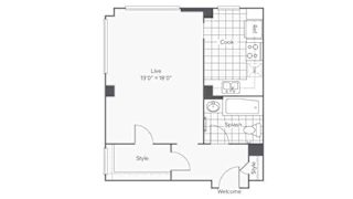 Bell Floor Plan at The Windham Apartments, Seattle, 98121