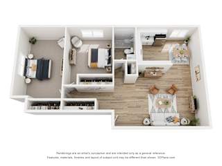 The Harriet Floorplan - 2 Bedroom & 1 bath