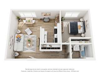 The Melody Floorplans - 1 bedroom & 1 bath