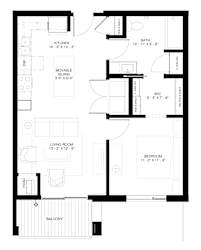 1 Bed Floorplan at Elements of Linden Hills, Minnesota, 55410