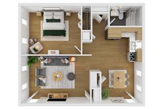 1 bedroom floor plan at Fox Hill Commons, Connecticut