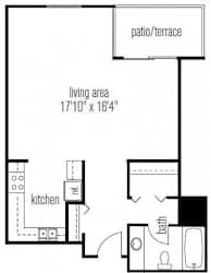 Studio 1 bath floor plan at West77, Chicago, 60654