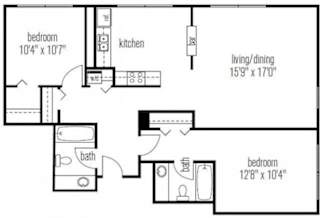 Two Bedroom 2 Bathroom floor plan at West77, Chicago
