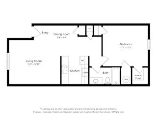 Floorplan for apartment unit at Laurawood Arms