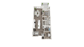 2 bedroom + 2 bath floor plan at Arrive Los Carneros Apartments, California