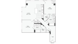 2 bedroom 2 bath floor plan E at Arrive Wheaton, Maryland