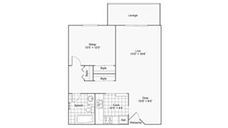 1 bed 1 bath floor plan at Twelve 501 Apartment Homes, Burnsville, MN, 55337