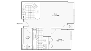 1 bed 1 bath floor plan D at Zen Chaska, Chaska, MN