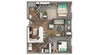 2 bed 1.5 bath floor plan A at Zen Chaska, Minnesota