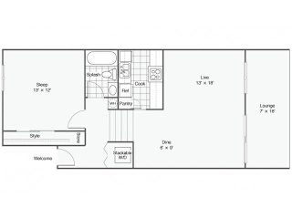1 bed 1 bath Birchwood Floor Plan at The Bluffs at Mountain Park, Lake Oswego, OR