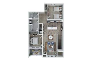 2 Bedroom 2 Bath 2nd Floor with 1129 Sq. Ft.  at Union at Oak Grove, Michigan, 48855