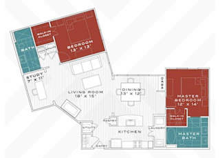2  Bed   2  Bath   1,403 Sq. Ft Rembrandt Floor Plan at Vanguard Crossing, St. Louis, MO
