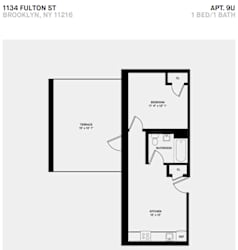 1 Bed 1 Bath Terrace