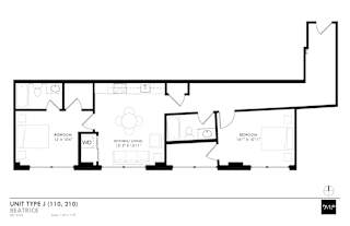 a floor plan of a unit with a bedroom and a bathroom