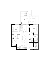 A black and white diagram of a building layout.