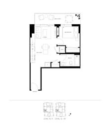 A black and white image of a floor plan for a building.