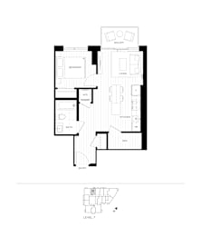 A black and white floor plan of a house with a beerroom, dining area, and kitchen.