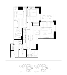 A black and white floor plan of a house with labeled rooms.