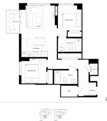 A black and white floor plan of a house with labeled rooms.