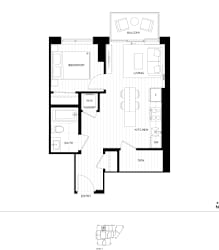 A black and white image of a floor plan for a home.