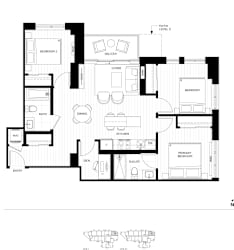 A black and white floor plan of a house with labeled rooms.