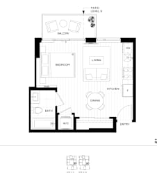 A black and white diagram of a house layout with labeled rooms.