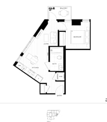 A black and white image of a house floor plan.