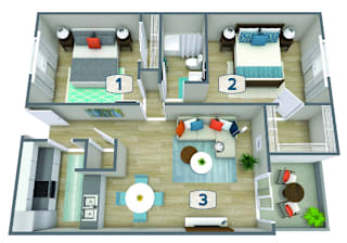 Floor Plan Reef - 2bed 1bath