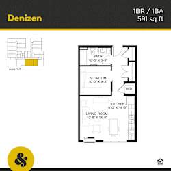 a floor plan of a home with a bedroom and a living room