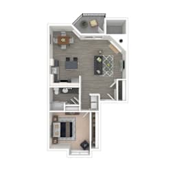 a floor plan of 1122 square feet with a bedroom and a living room