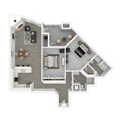 a floor plan of a 1 bedroom floor plan with a bathroom and a living room