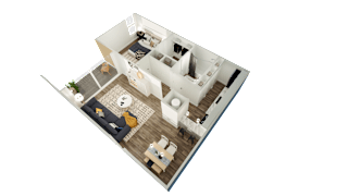 a floor plan of a house with a bedroom and a living room