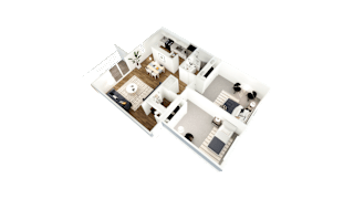 a floor plan of a house with a bedroom and a living room