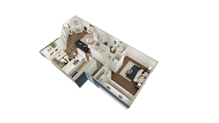 a floor plan of a house with a bedroom and a living room