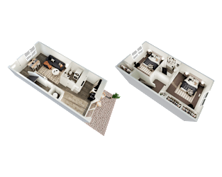 the bedrooms of the apartments are arranged to form a floor plan