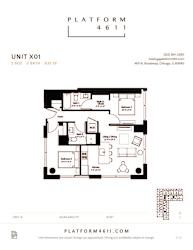 2 Bedroom 2 Bath Floor plan unit X01 at Platform 4611, Illinois, 60640