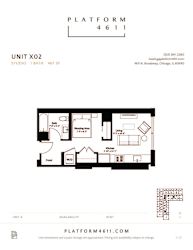Studio floor plan of unit x2 at Platform 4611, Chicago Illinois