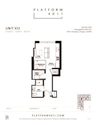 Studio floor plan of unit x13 at Platform 4611, Chicago Illinois