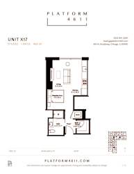 the floor plan of unit x77  at Platform 4611, Chicago, IL 60640