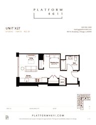 a floor plan of unit x27 at Platform 4611, Chicago Illinois