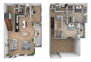2Bedroom Floor Plan at Clove Apartments, Omaha, Nebraska