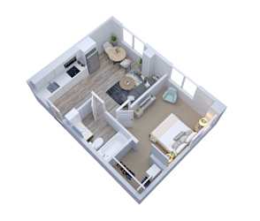 Bench Floor Plan at Swivel Apartments, Omaha, 68114