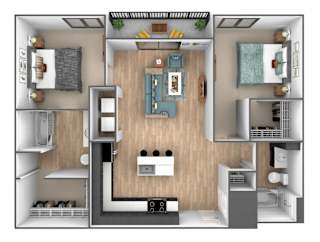 Hibiscus Floor Plan at Clove Apartments, Omaha, NE