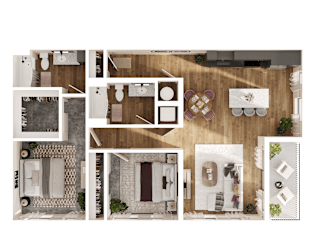 Linear Floor Plan at Parallel Apartments, Omaha, NE