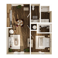 Milton Floor Plan at The Walter Apartments, Omaha