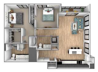 Rosemary Floor Plan at Clove Apartments, Nebraska, 68114