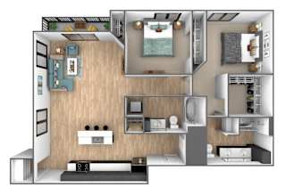 Saffron Floor Plan at Clove Apartments, Omaha, NE, 68114