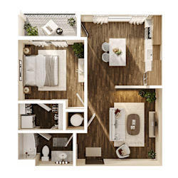 Samuel Floor Plan at The Walter Apartments, Omaha, 68106